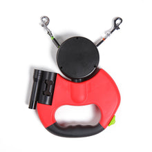 Retractable Double Dog Leash with 360° Swivel and LED Lights